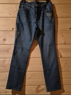 Womens Lee Slim Straight With Floral Embroidery Size 14L 34x32